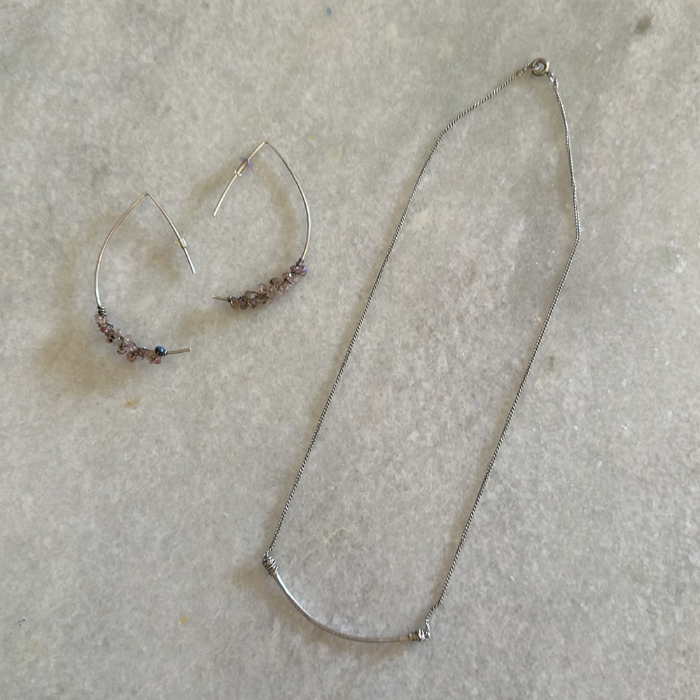 Silver & Amethyst Earring & Necklace Set